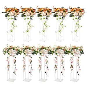10-Piece 23.6 in. 60 cm High Wedding Flower Stand with Acrylic Laminate Acrylic Vase Column Geometric Centerpiece Stands