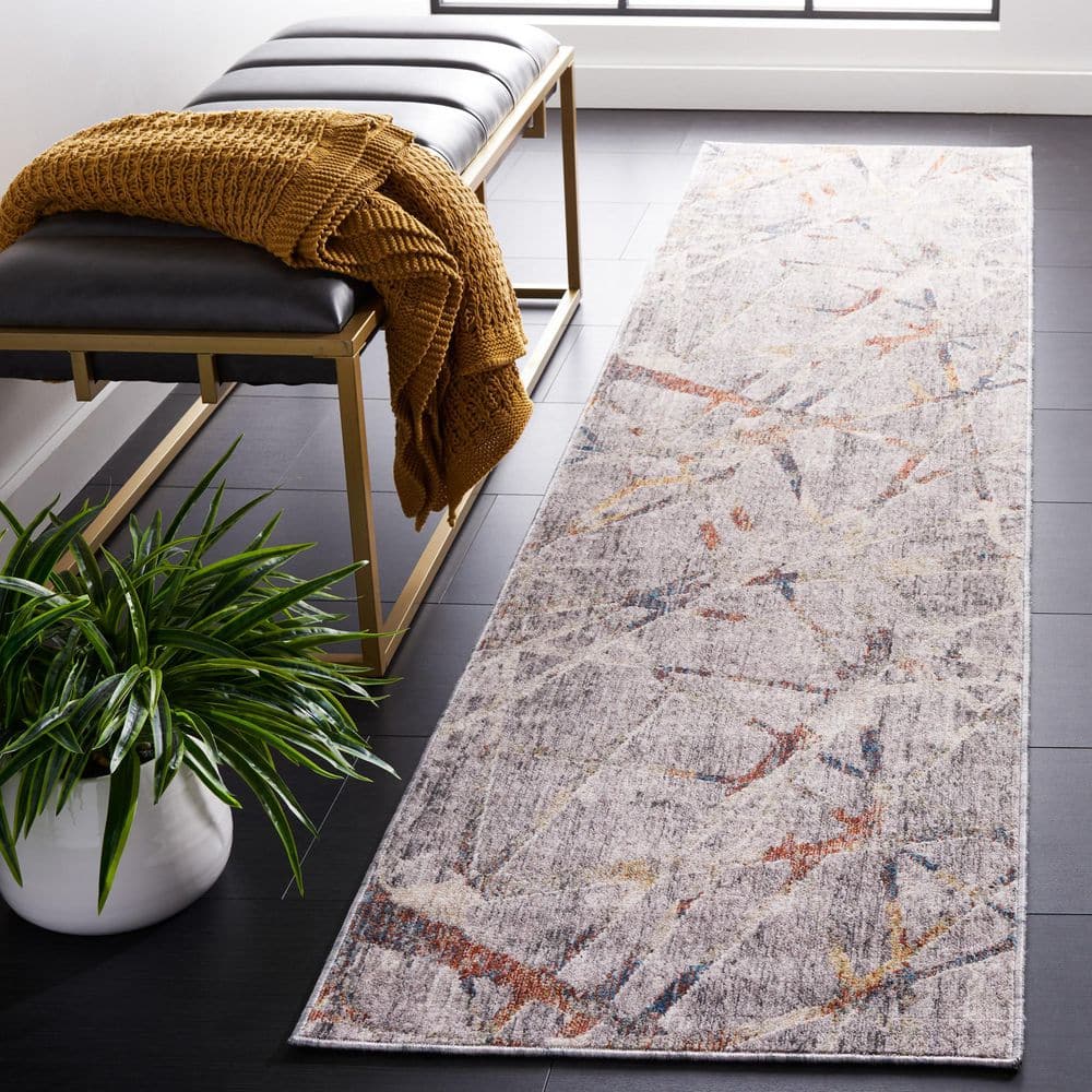 Olympia 2 ft. x 9 ft. Gray/Light Gray Abstract Distressed Runner Rug price history on PriceWatchPro