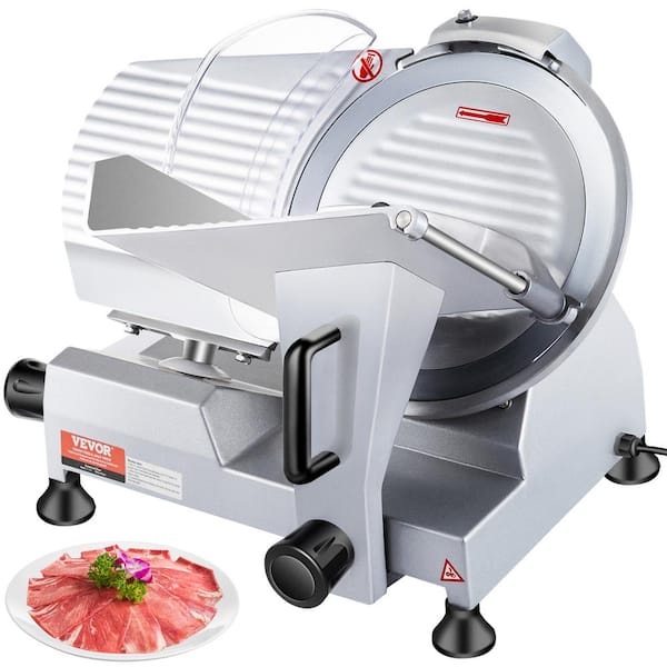 Commercial Meat Slicer 320 Watt Electric Deli Slicer 12 in. Carbon Steel Blade 350 to 400 RPM White Electric Food Slicer