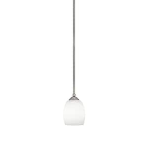 Clevelend 100-Watt 1-Light Graphite Pendant Mini Pendant Light with White Linen Glass and Light Bulb Not Included