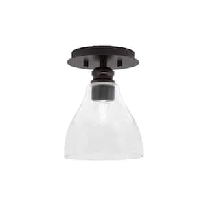 Albany 1-Light 6.25 in. Espresso Semi-Flush with Clear Bubble Glass Shade