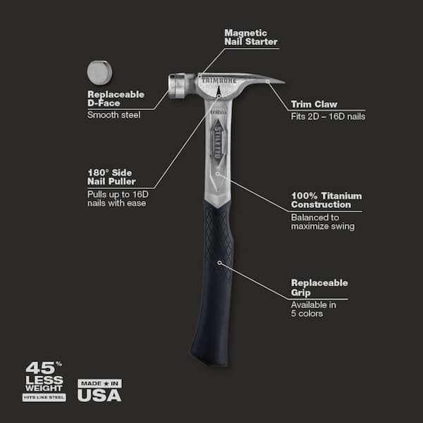 TRIMBONE Titanium Smooth Face with Curved Handle with 8.5 in. Titanium Trimbar