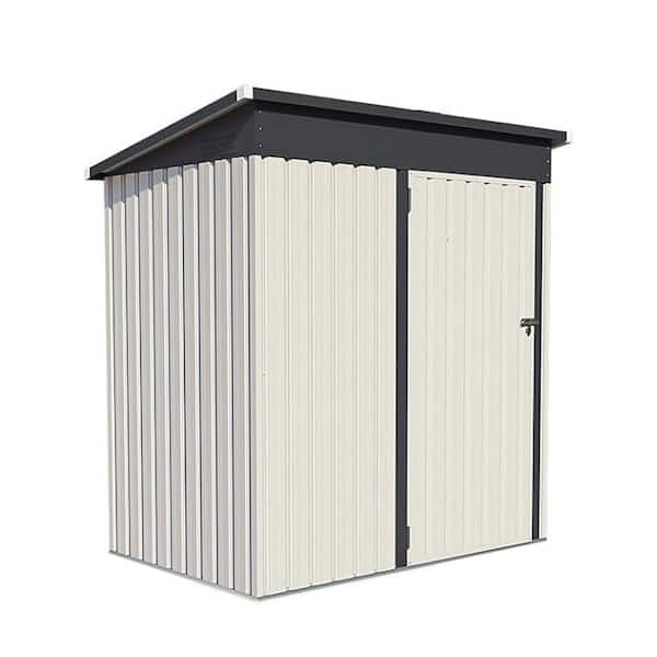 AECOJOY 5 ft. W x 3 ft. D Metal Shed with Single Lockable Door White (15 sq. ft. )