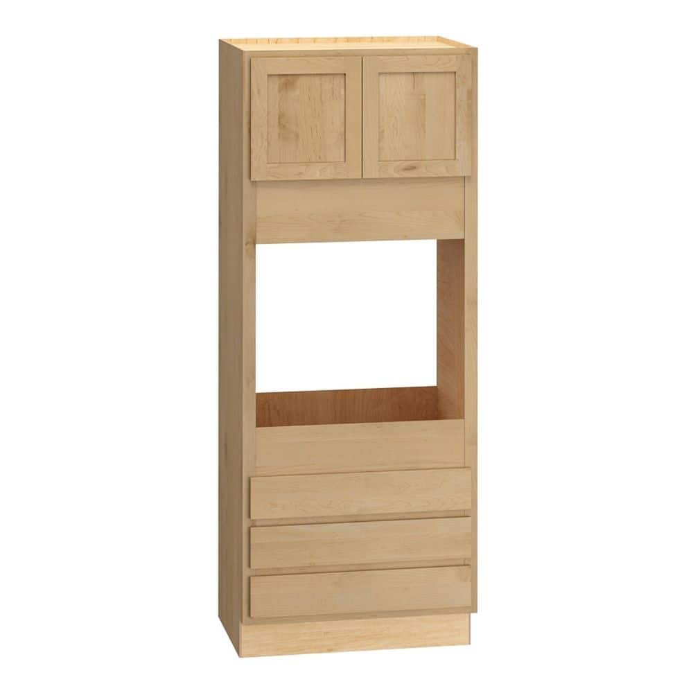 QuickShip Cottage 33 in. W x 24 in. D x 84 in. H Assembled Plywood Double Oven Cabinet in Canopy Partial Overlay