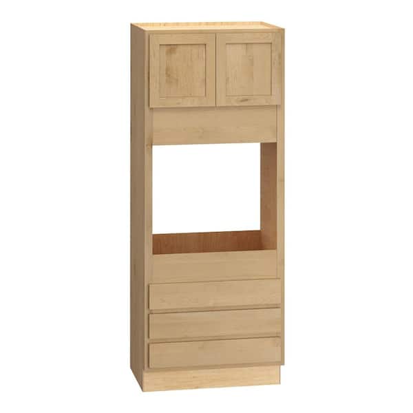 QuickShip Cottage 33 in. W x 24 in. D x 84 in. H Assembled Plywood Double Oven Cabinet in Canopy Partial Overlay