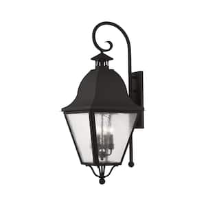 Yorktown 35 in. 4-Light Black Outdoor Hardwired Wall Lantern Sconce with No Bulbs Included