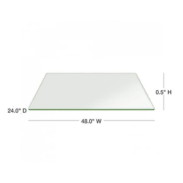 24 in. x 60 in. Clear Rectangle Glass Table Top, 1/2 in. Thick, Beveled Edge Polished Tempered Radius Corners 24 in. x 60 in. Clear Rectangle Glass Table Top, 1/2 in. Thick, Beveled Edge Polished Tempered Radius Corners
