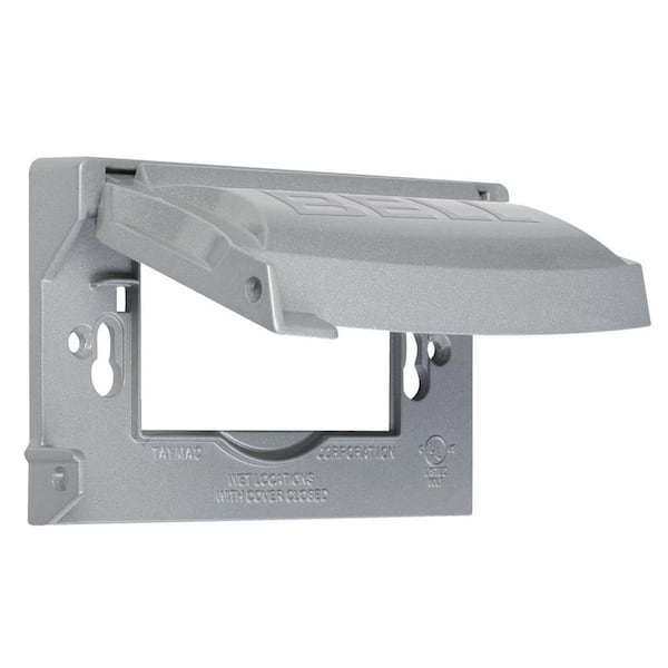 TAYMAC N3R Aluminum Gray 1-Gang Side Flip Weatherproof Electrical Outlet Cover for Outdoors, UFAST 12-in-1, Lockable