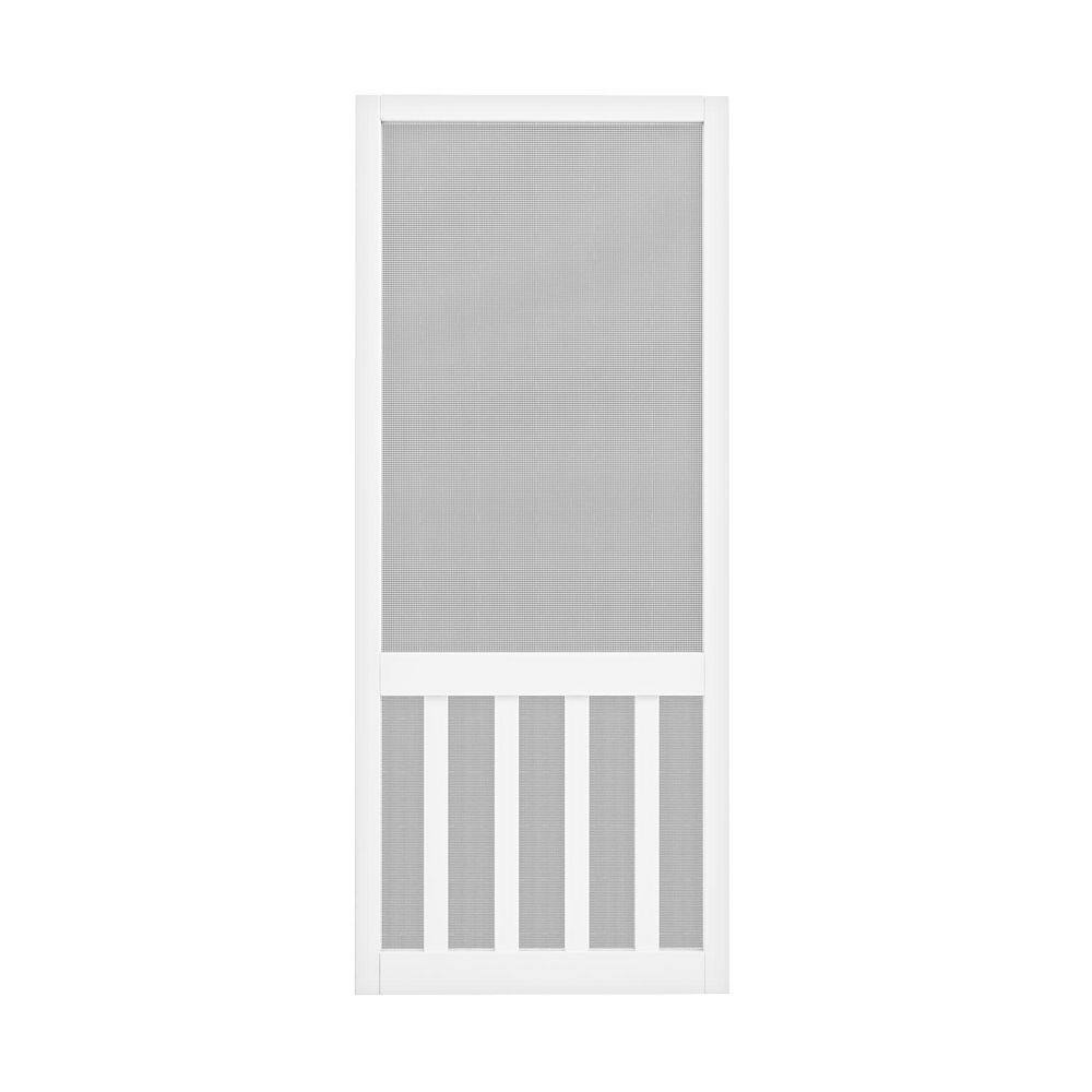 32 in. x 80 in. Universal Primed White Pine Wood Vertical Slat Screen Door-Classic 5-Bar Style Gauze Mesh Hinged Door price history on PriceWatchPro