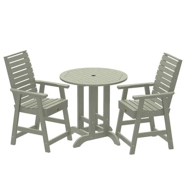 Highwood Glennville Eucalyptus Counter Height Plastic Outdoor Dining Set in Eucalyptus Set of 2