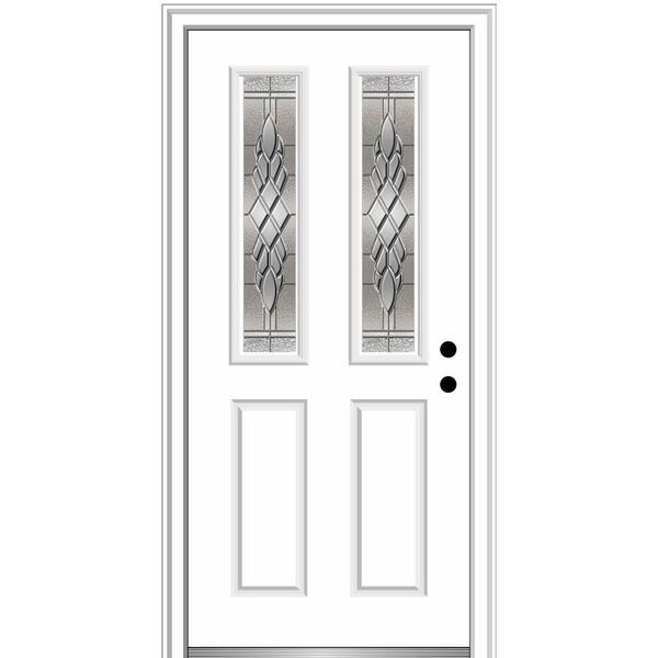 MMI Door 32 in. x 80 in. Grace Left-Hand Inswing 2-Lite Decorative Primed Fiberglass Prehung Front Door, 4-9/16 in. Frame