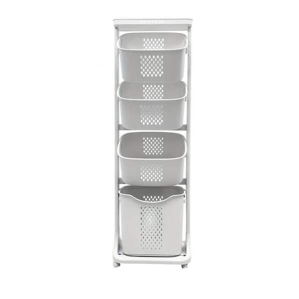 4-Tier Laundry Hamper Sorter, Laundry Storage Organizer with Wheels Removable Rolling Laundry Baskets