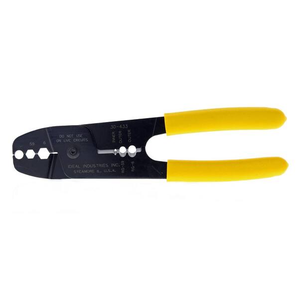 IDEAL Coax Strip and Crimp Tool w/8 F Connectors 30-433F - The Home Depot