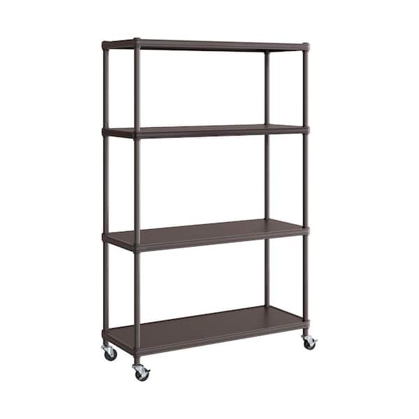Seville Classics Home 4-Tier Steel Shelving with Shelf Liners, 36 in. W x 14 in. D x 56.5 in. H, Rich Brown