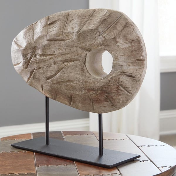 Signature DESIGN BY ASHLEY Dashburn Gray 14 in. x 12 in. Abstract Wood Sculpture