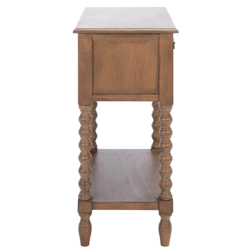 Athena Brown Wood and Metal 3-Drawer Console Table