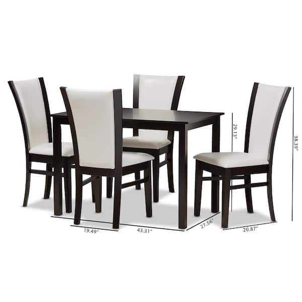 Baxton Studio Adley 5 Piece White And, White And Dark Brown Dining Room Table