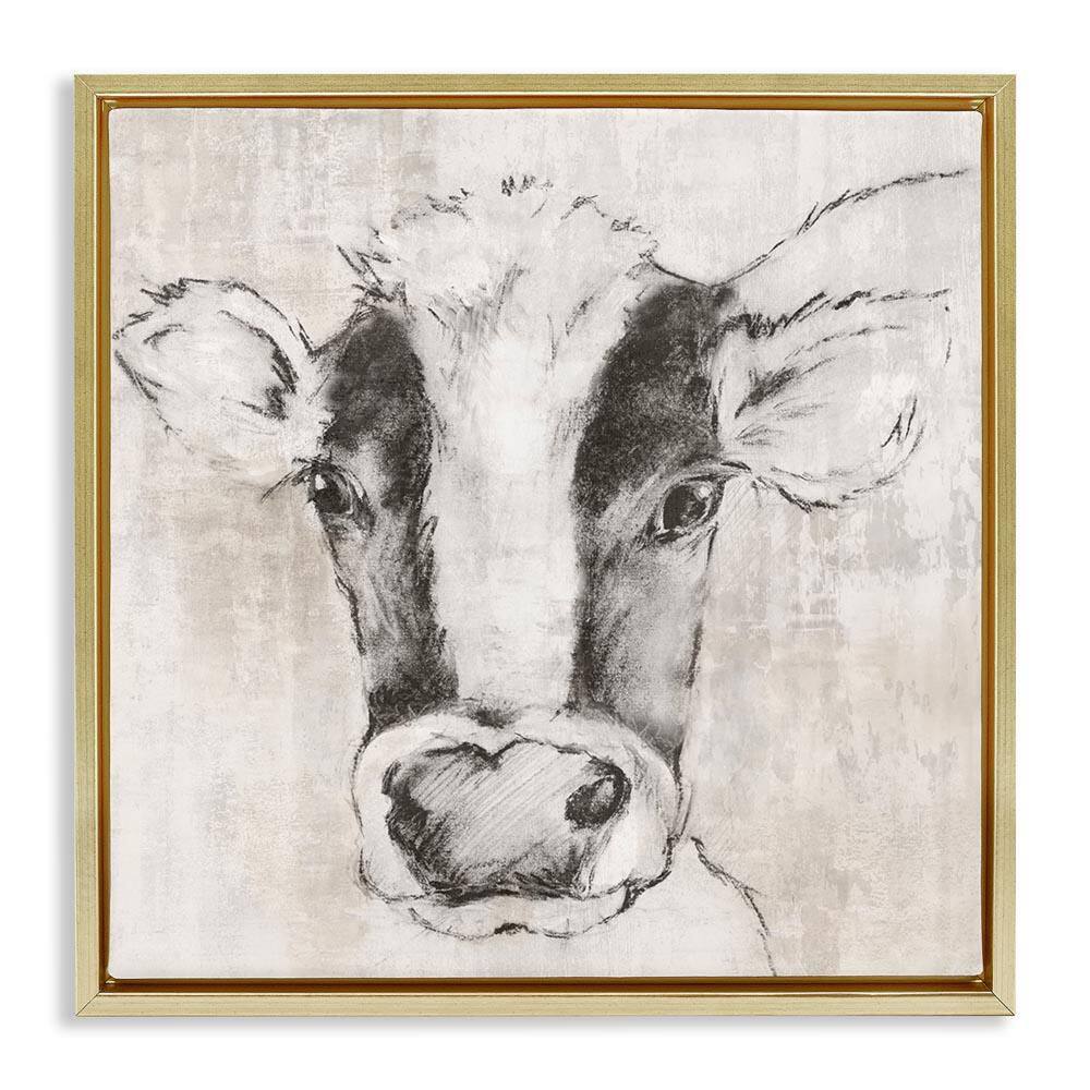 Cow Sketch Impression by Eli Jones Gold Floater Frame Animal Graphic Art Print 18 in. x 18 in. price history on PriceWatchPro