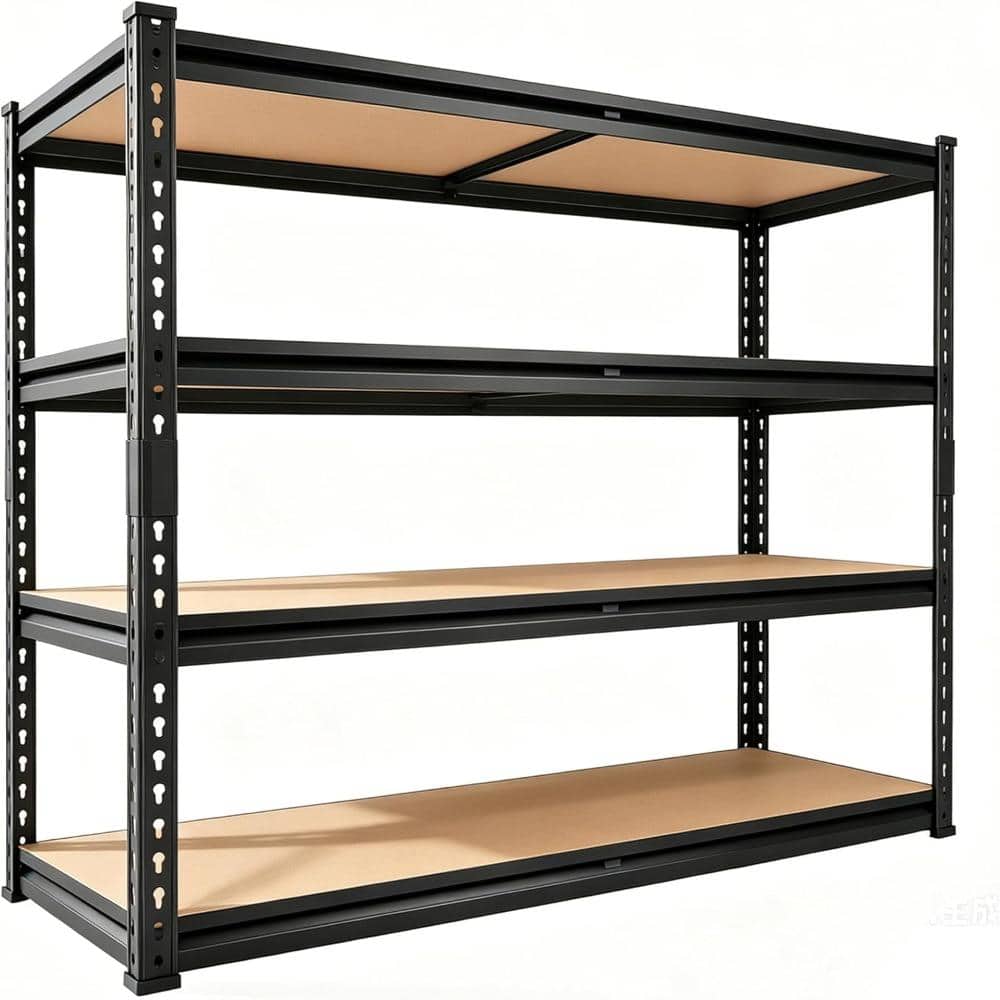 40"Lx20"Wx60"H Storage Rack Shelving Unit 4-Tier Metal Frame Garage Shelf with Wood Shelves for Garage & Pantry