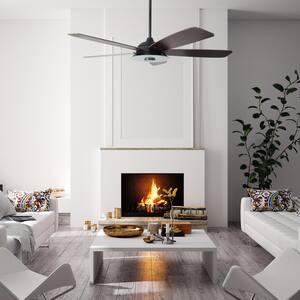 Hardley 56 in. Dimmable LED Indoor/Outdoor Black Smart Ceiling Fan with Light and Remote, Works with Alexa/Google Home
