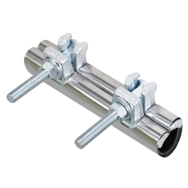 The Plumber's Choice 2 in. x 6 in. Long 2-Bolt IPS Pipe Repair Clamp, Stainless Steel