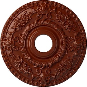 18 in. x 3-1/2 in. ID x 1-1/2 in. Rose Urethane Ceiling Medallion (Fits Canopies upto 7-1/4 in.) Hand-Painted Firebrick