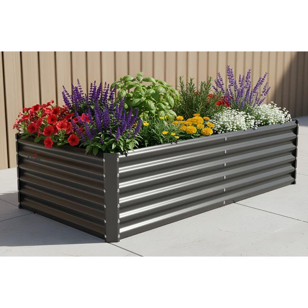 ガーデンポスト 72 in. x 36 in. x 18 in. Grey Outdoor Galvanized Steel Raised