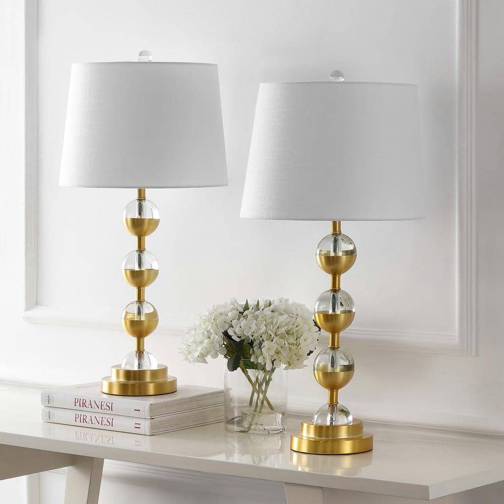 Avery 27.5" Crystal and Brass Gold Table Lamp Set