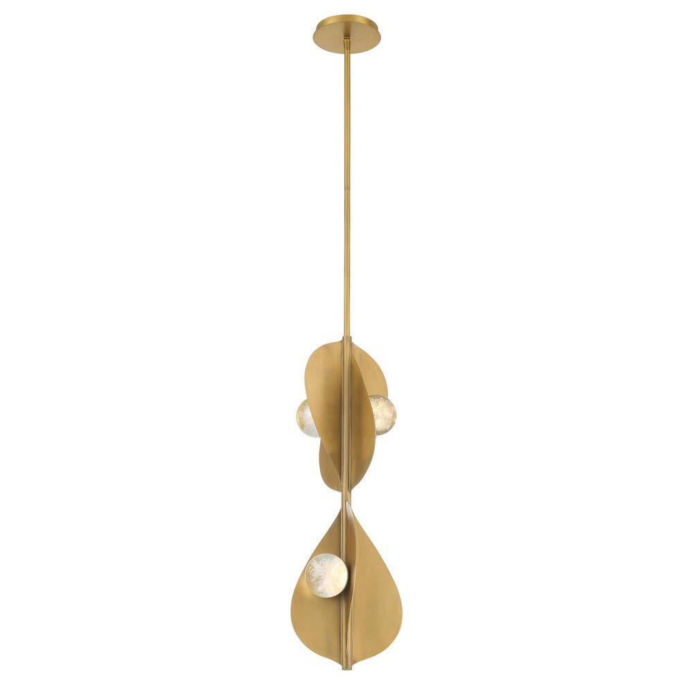 Pod 12-Watt 1-Light Legacy Brass Artistic Integrated LED 25 in. Pendant Light with Faux Cloud Glass Shades price history on PriceWatchPro