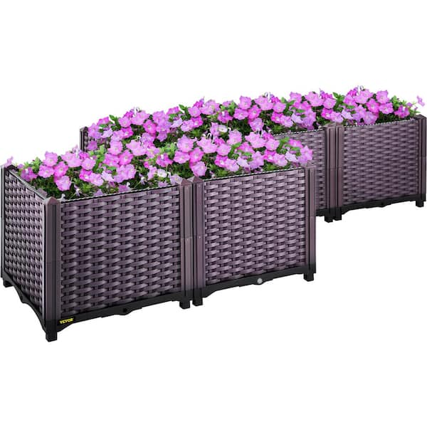 VEVOR Plastic Raised Garden Bed Set of 5 Planter Grow Box 14.5 in. H Self-Watering Elevated Raised Planter Boxes, Purple