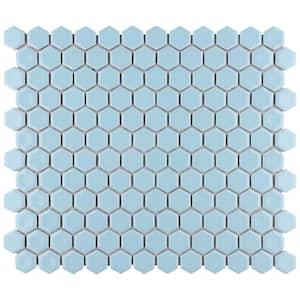 Hudson 1 in. Hex Cashmere Blue 11-7/8 in. x 13-1/4 in. Porcelain Mosaic Tile (11.2 sq. ft./Case)