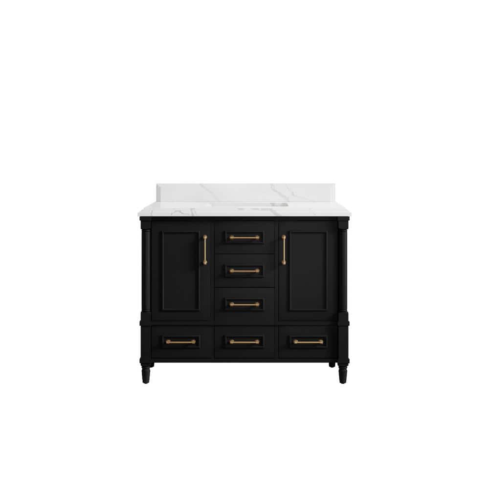 Hudson 42 in. W x 22 in. D x 36 in. H Single Sink Bath Vanity in Black with 1.5 in. Calcutta Laza Qt. Top price history on PriceWatchPro