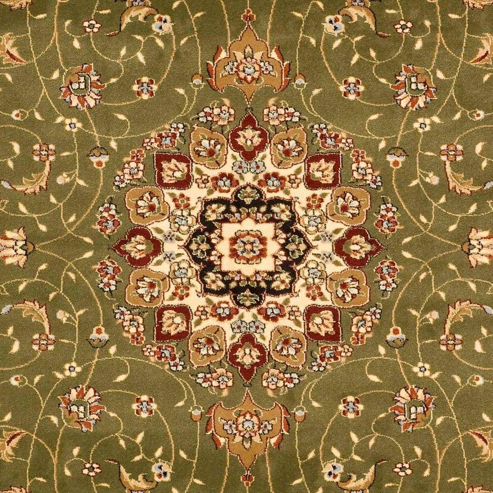 Ivory and Sage Floral Synthetic Rectangular Area Rug