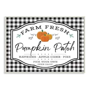 Farm Fresh Pumpkin Patch Sign Black Checkered Plaid By AE Design Unframed Print Nature Wall Art 13 in. x 19 in.