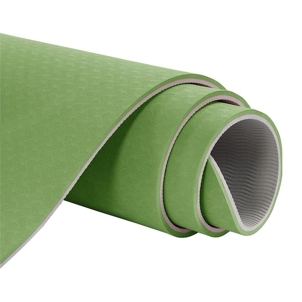 Grass Green High Density TPE Yoga Mat 72 in. L x 24 in. W x 0.24 in.  Pilates Exercise Mat Non Slip (12 sq. ft.)