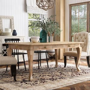 Amani 78.75 in. W Rectangle Natural Solid Mango Wood Dining Table with 4-Drawers