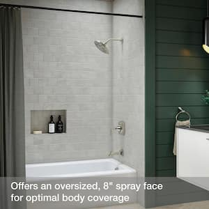Bellerose 3-Spray Patterns 1.75 GPM 8 in. Wall Mount Fixed Shower Head in Vibrant Brushed Nickel