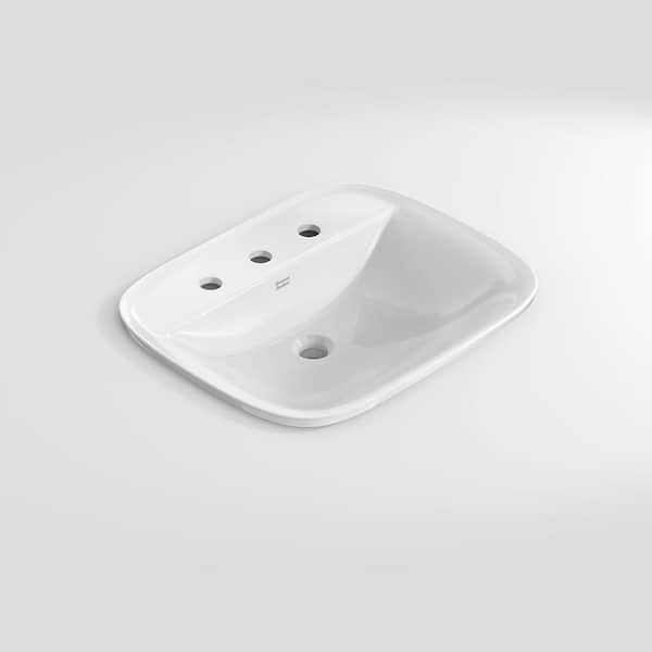 Aspirations 22 in. x 18 in. Drop-In Sink 8 in. Widespread Bathroom Sink In White Vitreous China
