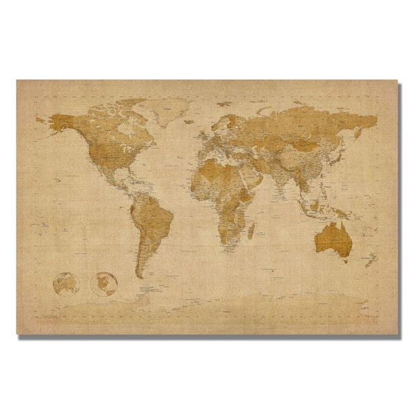Trademark Fine Art 18 in. x 24 in. Antique World Map Canvas Art