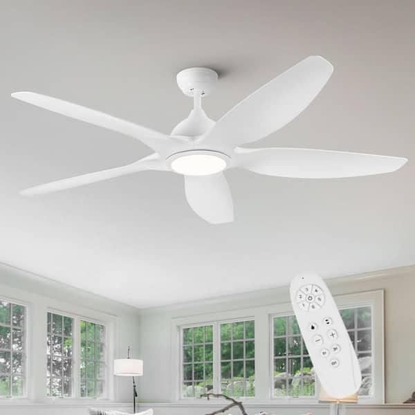Modern Series 60 in. Indoor White Low Profile 3-Blade Ceiling Fan with Integrated LED Light and Remote,Downrod Mount