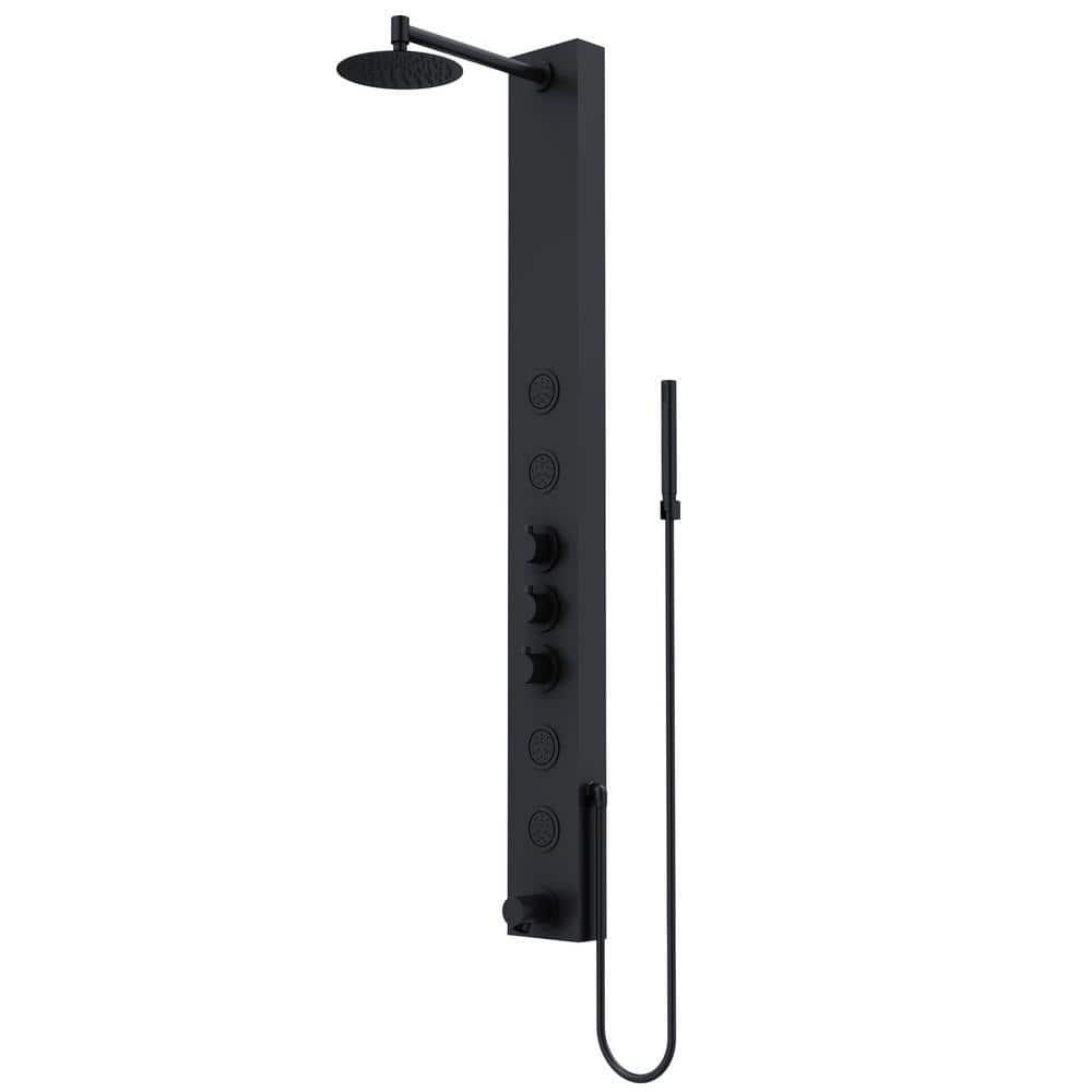Bowery Matte Black 59" Shower Panel with 4-Jet System and Hand Shower