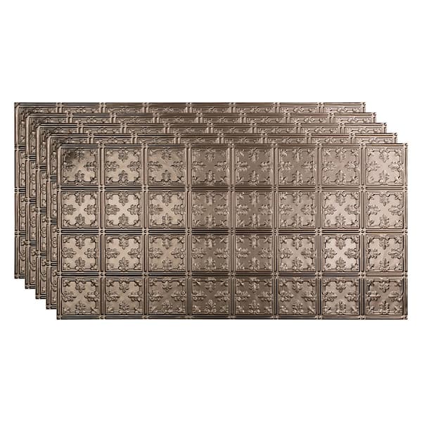 Traditional #10 2 ft. x 4 ft. Glue Up Vinyl Ceiling Tile in Brushed Nickel (40 sq. ft.)