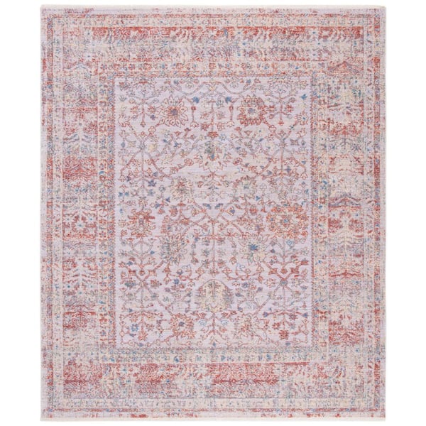 Hellenic 8 ft. x 10 ft. Ivory/Rust Border Distressed Area Rug