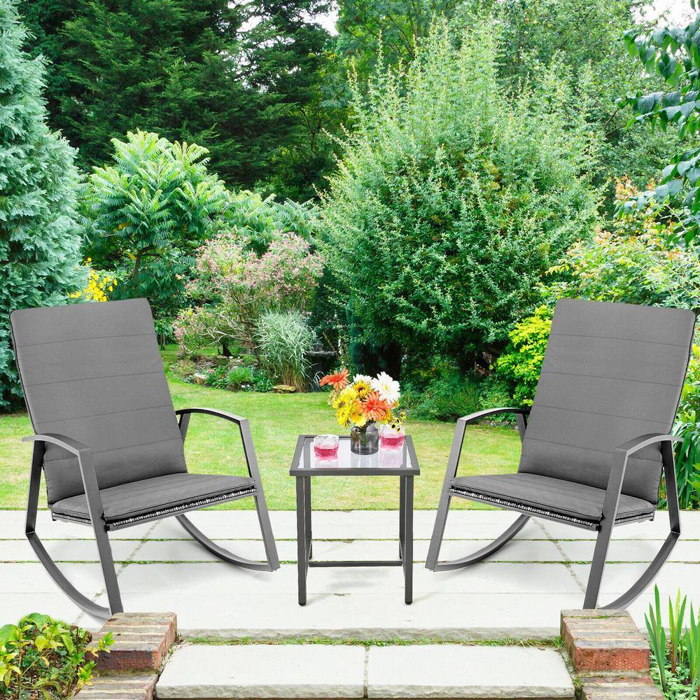 3-Piece Wicker Patio Conversation Set with Gray Cushions price history on PriceWatchPro