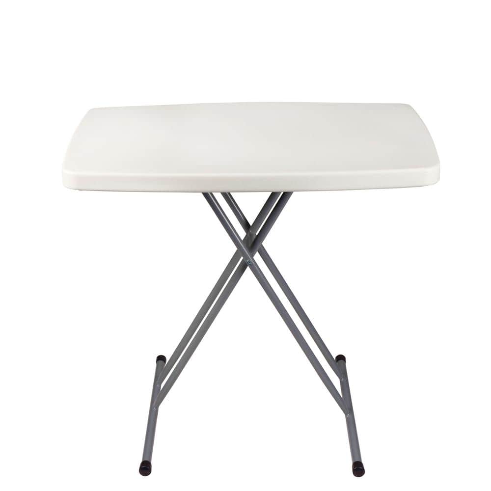 Speckled Gray Adjustable Height Folding Card Table with Steel Frame