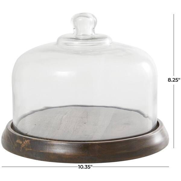 Litton Lane 1-Tier Clear Decorative Cake Stand with Glass Dome 043963 - The  Home Depot