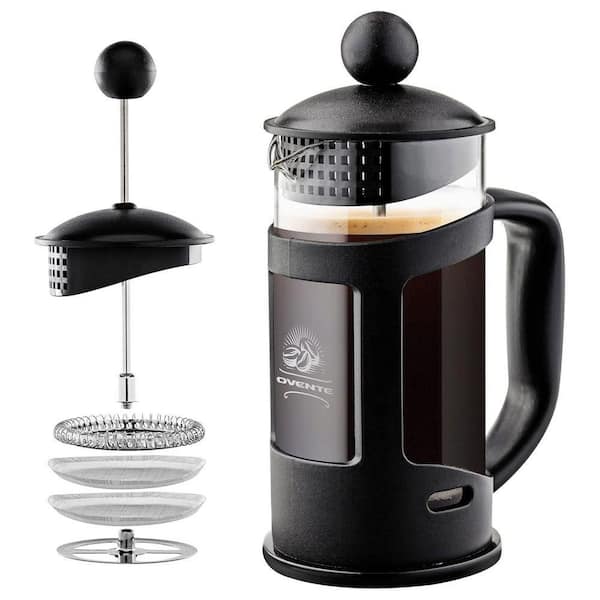 3-Cup Black French Press Cafetiere Coffee and Tea Maker with Heat-Resistant Glass, FREE Measuring Scoop