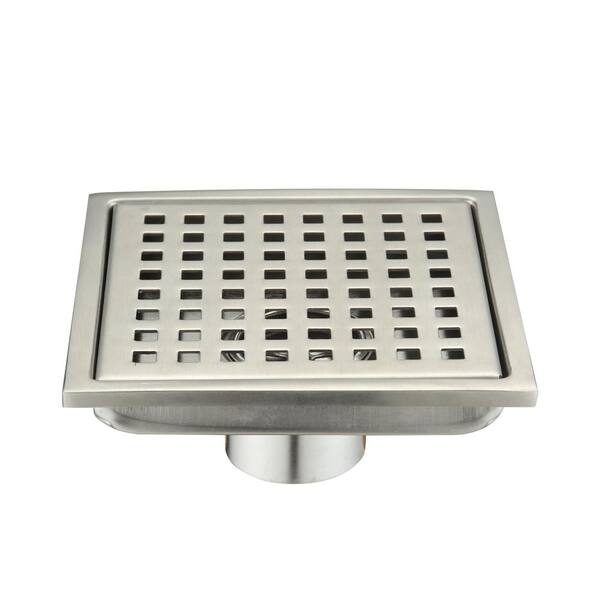 Nestfair 6 in. Square Shower Floor Drain, Brushed Nickel DGP106NS - The ...