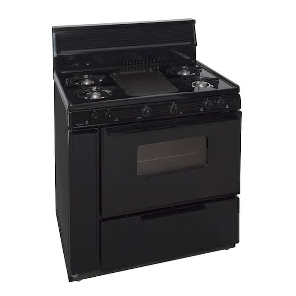 36 in. 3.91 cu. ft. Battery Spark Ignition Gas Range in Black