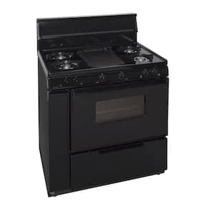 36 in. 3.91 cu. ft. Battery Spark Ignition Gas Range in Black